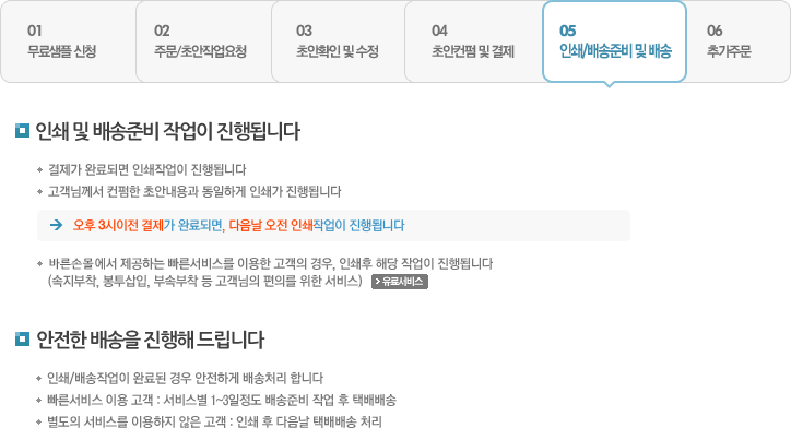 인쇄배송준비및배송